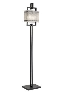 Lobster Floor Lamp, 2 Light E27, Matt Black/Crystal Sand Glass