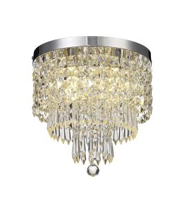 Luna 30cm Ceiling Light, 4 x G9, IP44, Polished Chrome/Crystal