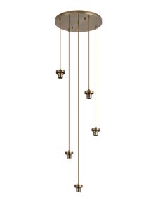 Zenth Antique Brass 5 Light E27 2.5m Round Multiple Pendant (FRAME ONLY)