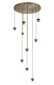 Zenth 70cm Antique Brass 9 Light E27 3m Round Multiple Pendant (FRAME ONLY)