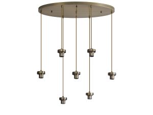 Zenth Antique Brass 7 Light E27 2m Oval Multiple Pendant (FRAME ONLY)