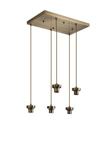 Zenth Antique Brass 5 Light E27 2m Rectangular Multiple Pendant (FRAME ONLY)