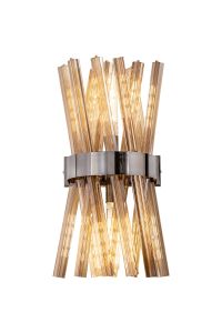 Menoonda 2 Light E14, Wall Light E14, Polished Nickel / Champagne Glass