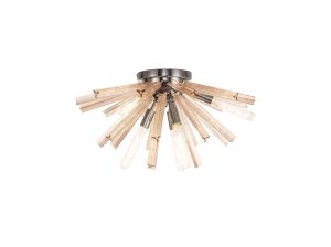 Menoonda 58.5cm 6 Light E14, Semi Flush Polished Nickel / Champagne Gold Glass