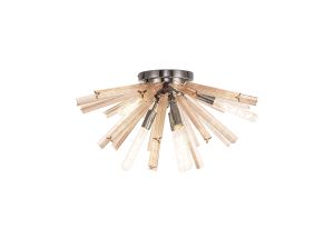 Menoonda 6 Light E14, Semi Flush Polished Nickel / Champagne Gold Glass