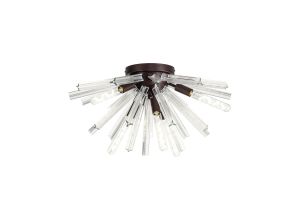 Menoonda 58.5cm 6 Light E14, Semi Flush Brown Oxide / Clear Glass