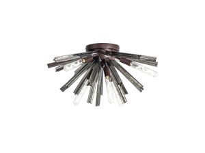 Menoonda 58.5cm 6 Light E14, Semi Flush Brown Oxide / Smoke Glass