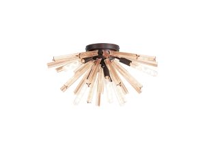 Menoonda 58.5cm 6 Light E14, Semi Flush Brown Oxide / Champagne Gold Glass