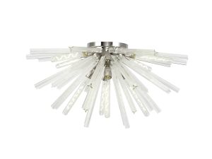 Menoonda 89cm 8 Light E27, Semi Flush Polished Nickel / Clear Glass