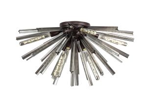 Menoonda 89cm 8 Light E27, Semi Flush Brown Oxide / Smoke Glass