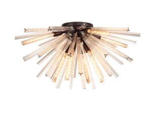 Menoonda 8 Light E27, Semi Flush Brown Oxide / Champagne Gold Glass