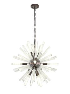 Menoonda 60cm 10 Light E14, Round Pendant Brown Oxide / Clear Glass