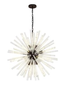 Menoonda 90cm 16 Light E27, Round Pendant Brown Oxide / Clear Glass Item Weight: 15kg