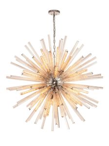 Menoonda 120cm 32 Light E27, Round Pendant Polished Nickel / Champagne Glass, Item Weight: 30kg