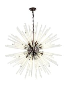 Menoonda 32 Light E27, Round Pendant Brown Oxide / Clear Glass, Item Weight: 30kg