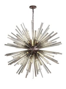 Menoonda 120cm 32 Light E27, Round Pendant Brown Oxide / Smoke Glass, Item Weight: 30kg