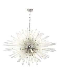 Menoonda 120cm 32 Light E27, Oval Pendant Polished Nickel / Clear Glass, Item Weight: 25kg