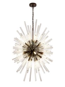 Menoonda 75cm 32 Light E27, Vertical Oval Pendant Brown Oxide / Clear Glass, Item Weight: 22kg