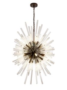 Menoonda 32 Light E27, Vertical Oval Pendant Brown Oxide / Clear Glass, Item Weight: 22kg