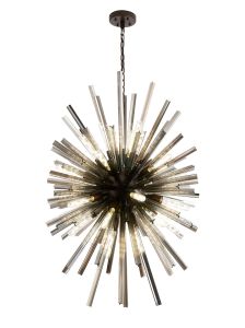 Menoonda 75cm 32 Light E27, Vertical Oval Pendant Brown Oxide / Smoke Glass, Item Weight: 22kg