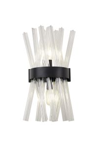 Menoonda 2 Light E14, Wall Light E14, Matt Black / Clear Glass