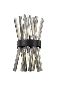 Menoonda 2 Light E14, Wall Light E14, Matt Black / Smoke Glass