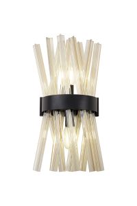 Menoonda 2 Light E14, Wall Light E14, Matt Black / Champagne Glass