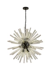 Menoonda 90cm 16 Light E27, Round Pendant Matt Black / Clear Glass Item Weight: 15kg