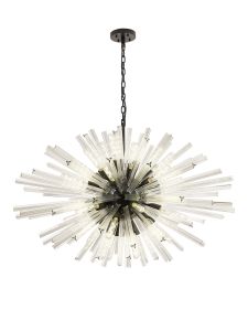Menoonda 120cm 32 Light E27, Oval Pendant Matt Black / Clear Glass, Item Weight: 25kg