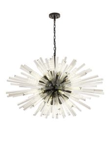 Menoonda 32 Light E27, Oval Pendant Matt Black / Clear Glass, Item Weight: 25kg