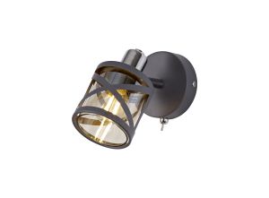 Minibar 1 Light Switched Spotlight E14, Matt Grey/Polished Chrome/Cognac