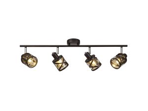 Minibar 4 Light Linear Bar Spotlight E14, Oiled Bronze/Polished Chrome/Amber