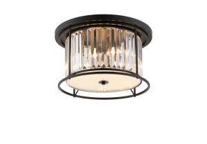 Munito 50cm Flush Ceiling Light, 4 x E27, Satin Black / Clear