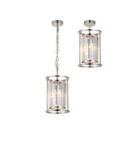 Munito 20cm Pendant/Semi Ceiling, 1 x E27, Polished Nickel / Clear