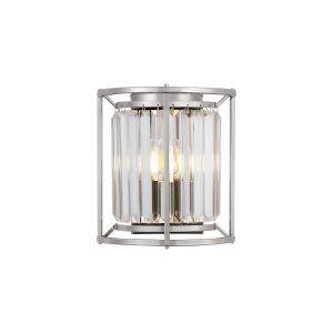 Munito Wall Lamp, 2 x E14, Polished Nickel / Clear