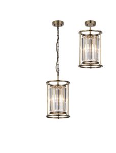 Munito Pendant, 1 x E27, Antique Brass / Clear