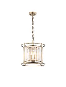Munito 36cm Pendant/Semi Ceiling Convertible, 3 x E14, Antique Brass / Clear