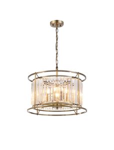 Munito Pendant / Semi Ceiling Convertible, 6 x E14, Antique Brass / Clear