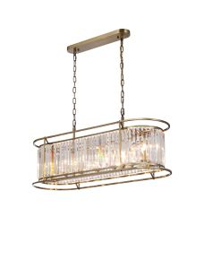 Munito Oval Pendant/Semi Ceiling, 7 x E14, Antique Brass / Clear