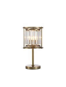 Munito Crystal Table Lamp, 1x E27, Antique Brass
