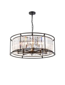 Munito 80cm Pendant/Semi Ceiling, 10 x E14, Satin Black / Clear