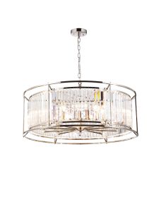 Munito 80cm Pendant/Semi Ceiling, 10 x E14, Polished Nickel / Clear