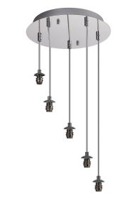 Acacia 30cm Polished Chrome 5 Light G9 2m Round Multiple Pendant (FRAME ONLY), Suitable For A Vast Selection Of Glass Shades
