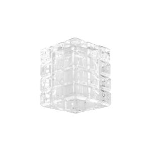 Acacia 7.6cm Rubix Pattern Cuboid Clear Glass Shade (H),
