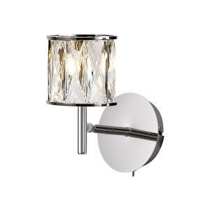 Acacia 1 Light Adjustable G9 Switched Wall Lamp Polished Chrome / Clear Crystal Shade