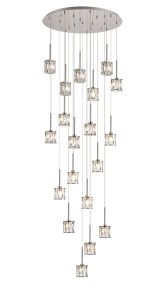 Acacia 76.8cm 19 Light G9 3.5m Round Multiple Pendant Polished Chrome / Clear Crystal Shade, Item Weight: 25.1kg