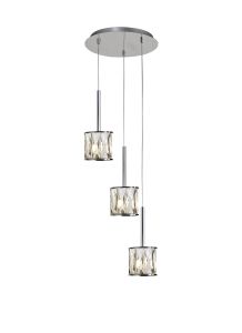 Acacia 30cm 3 Light G9 2m Round Pendant Polished Chrome / Clear Crystal Shade