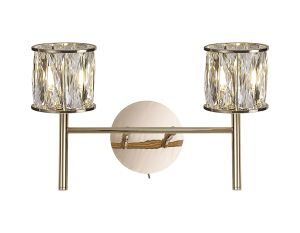 Acacia 2 Light G9 Switched Wall Lamp French Gold / Clear Crystal Shade