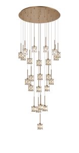 Acacia 87.8cm 24 Light G9 5m Round Multiple Pendant French Gold / Clear Crystal Shade, Item Weight: 32.4kg