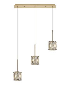 Acacia 3 Light G9 2m Linear Pendant French Gold / Clear Crystal Shade
